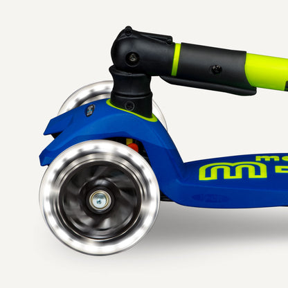 Maxi Deluxe Foldable Scooter LED Wheels - Neon Canary Yellow and Blue
