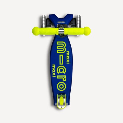 Maxi Deluxe Foldable Scooter LED Wheels - Neon Canary Yellow and Blue