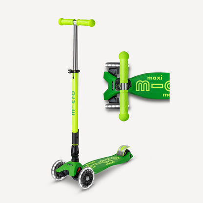 Maxi Deluxe Foldable Scooter LED Wheels - Neon Parrot Green
