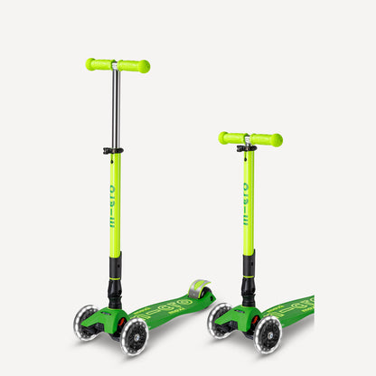 Maxi Deluxe Foldable Scooter LED Wheels - Neon Parrot Green