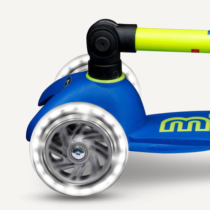 Mini Deluxe Foldable Scooter LED Wheels - Neon Canary Yellow and Blue
