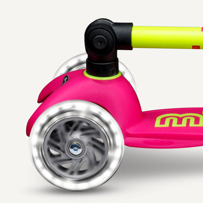 Mini Deluxe Foldable Scooter LED Wheels - Neon Flamingo Pink and Yellow