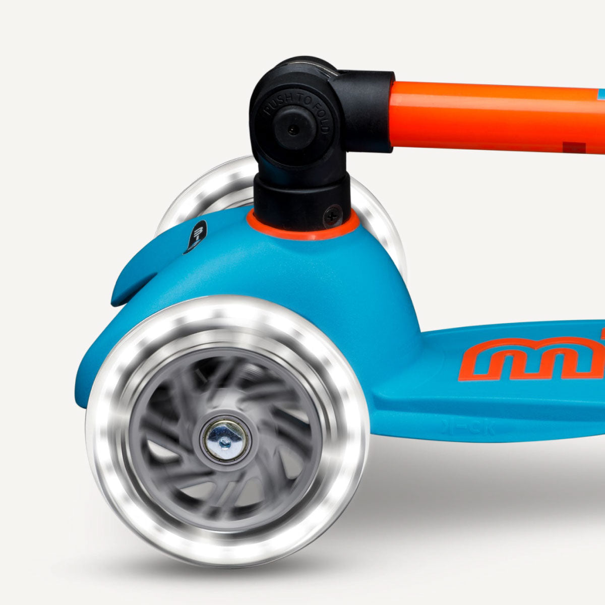 Mini Deluxe Foldable Scooter LED Wheels - Neon Sunset Orange and Aqua