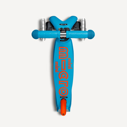 Mini Deluxe Foldable Scooter LED Wheels - Neon Sunset Orange and Aqua