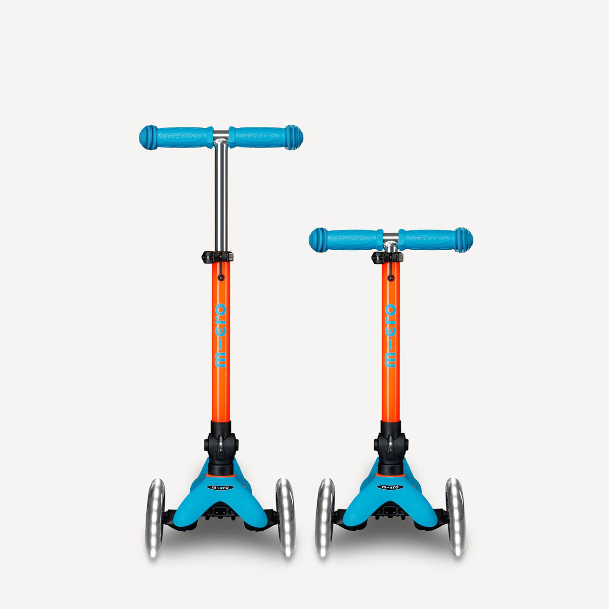 Mini Deluxe Foldable Scooter LED Wheels - Neon Sunset Orange and Aqua