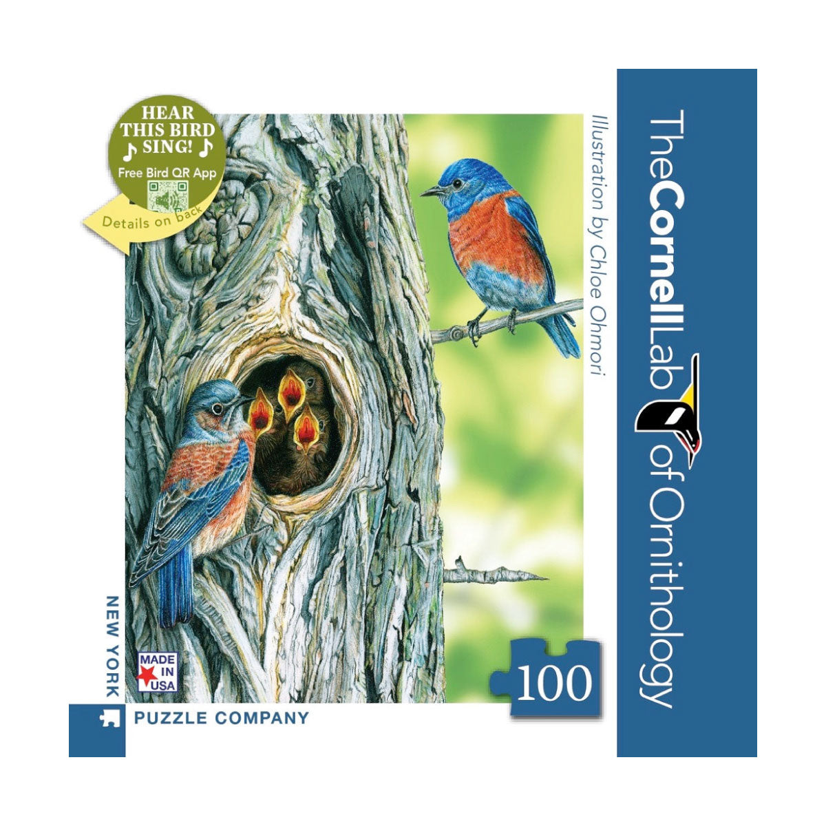 New York Puzzle Co Western Bluebird Mini 100 Piece Jigsaw Puzzle