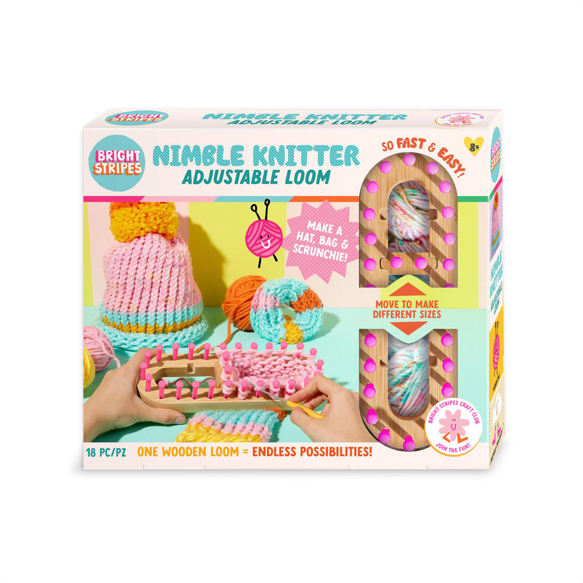 Nimble knitter adjustable loom from Bright Stripes.