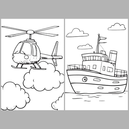 XXL Wheels and Wings Coloring Book