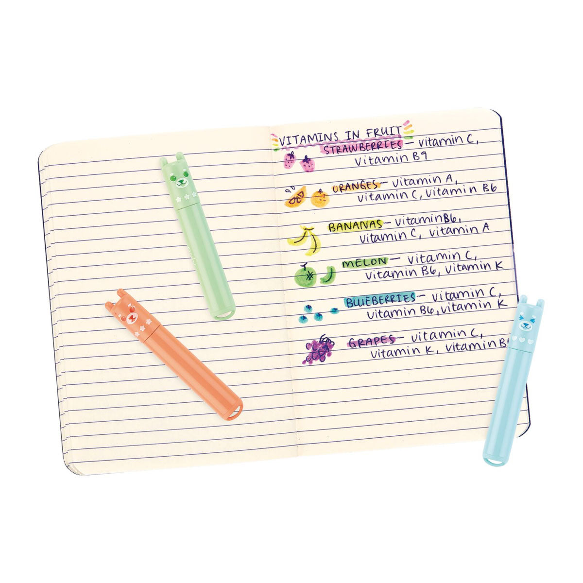 Beary Sweet Mini Scented Neon Highlighters - Set of 6
