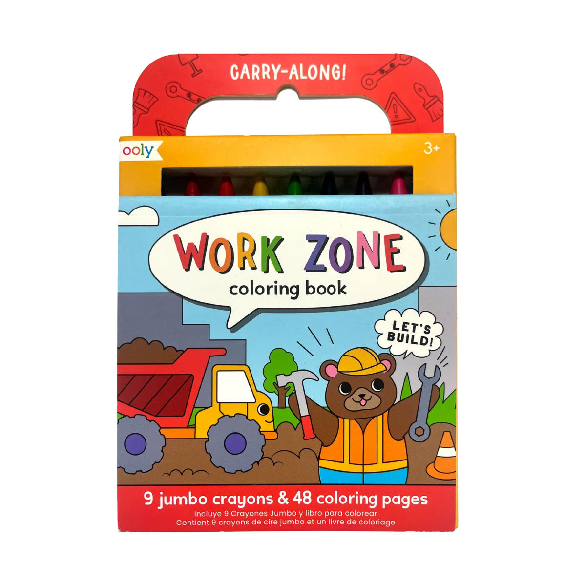 ooly Carry Along Work Zone Crayons & Coloring Book Set