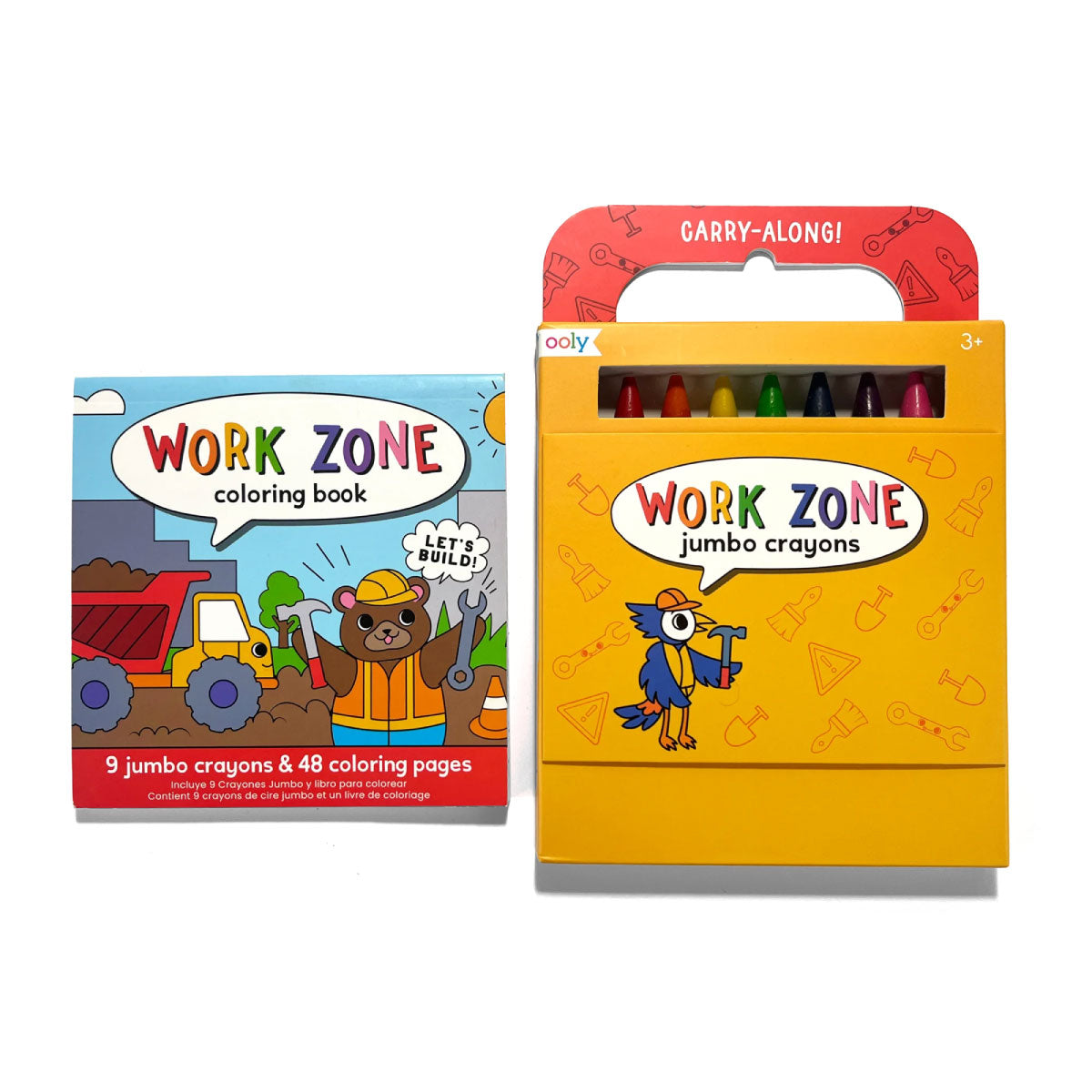 ooly Carry Along Work Zone Crayons & Coloring Book Set
