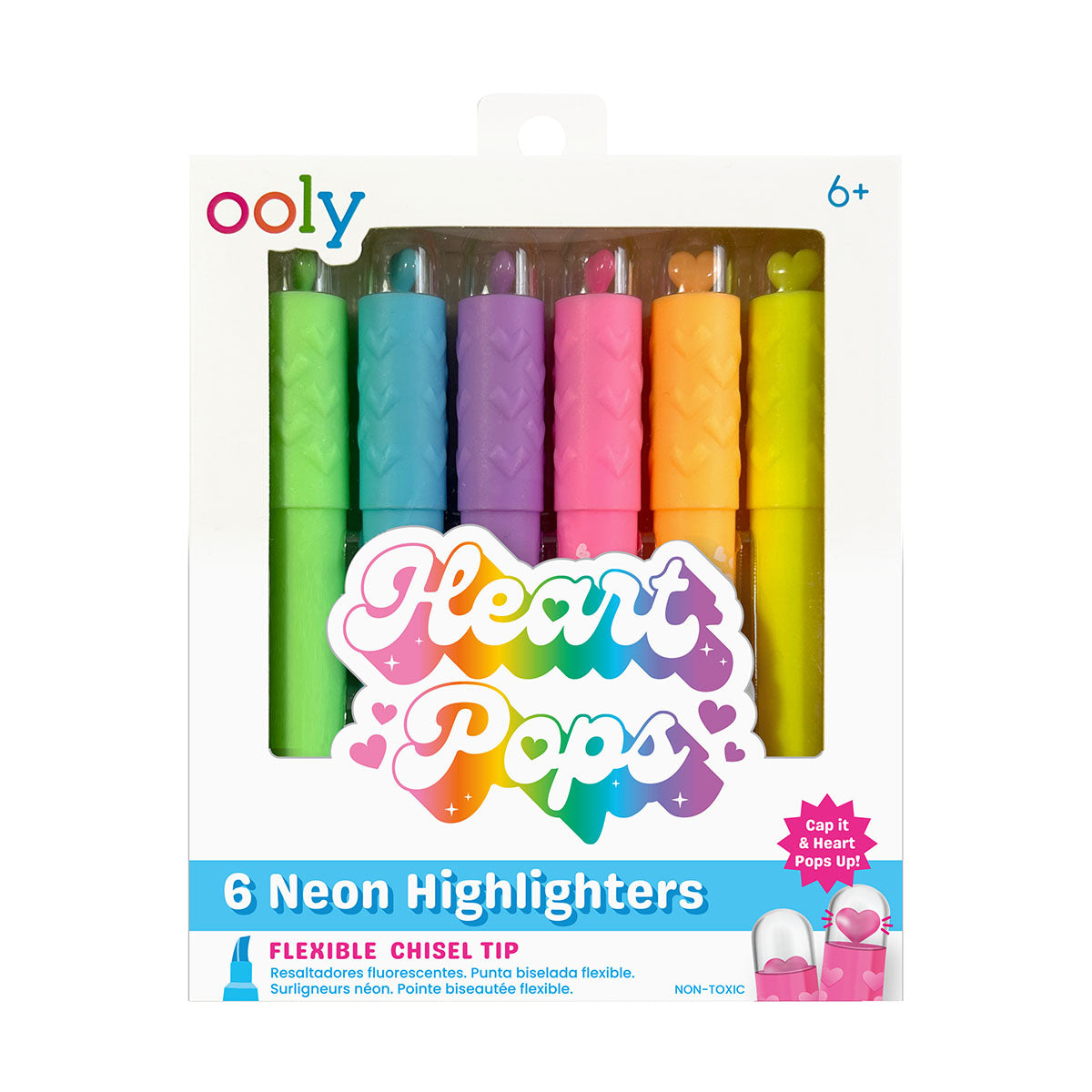 Heart Pops Neon Highlighters - Set of 6