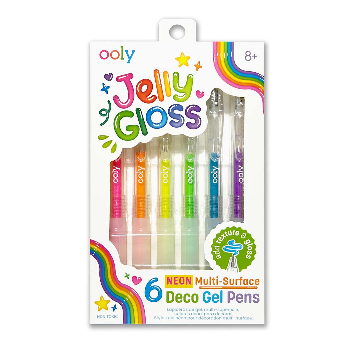 OOLY Jelly Gloss Neon Multi-Surface Deco Gel Pens - Set of 6