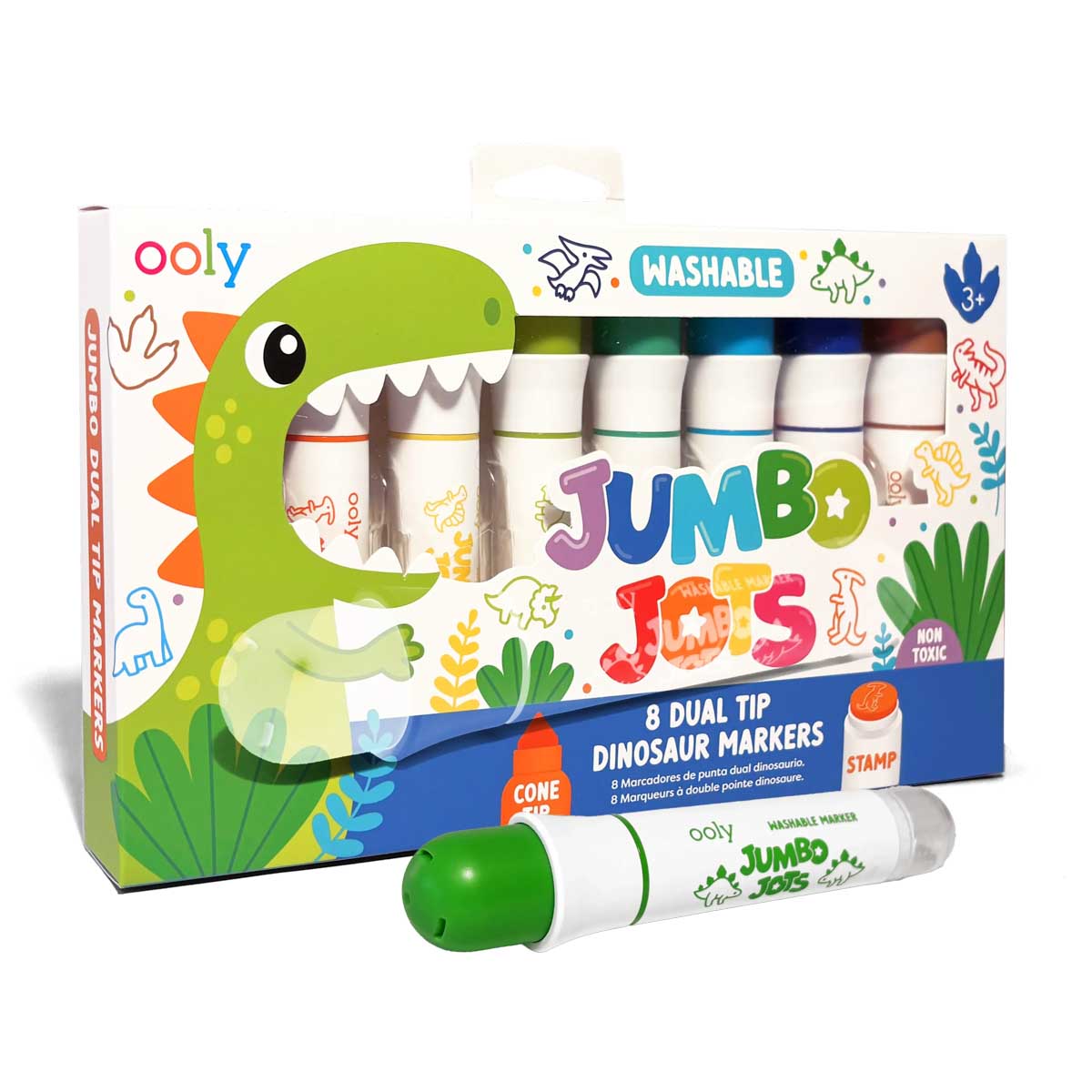 OOLY Jumbo Jots 8 Dual Tip Dinosaur Markers