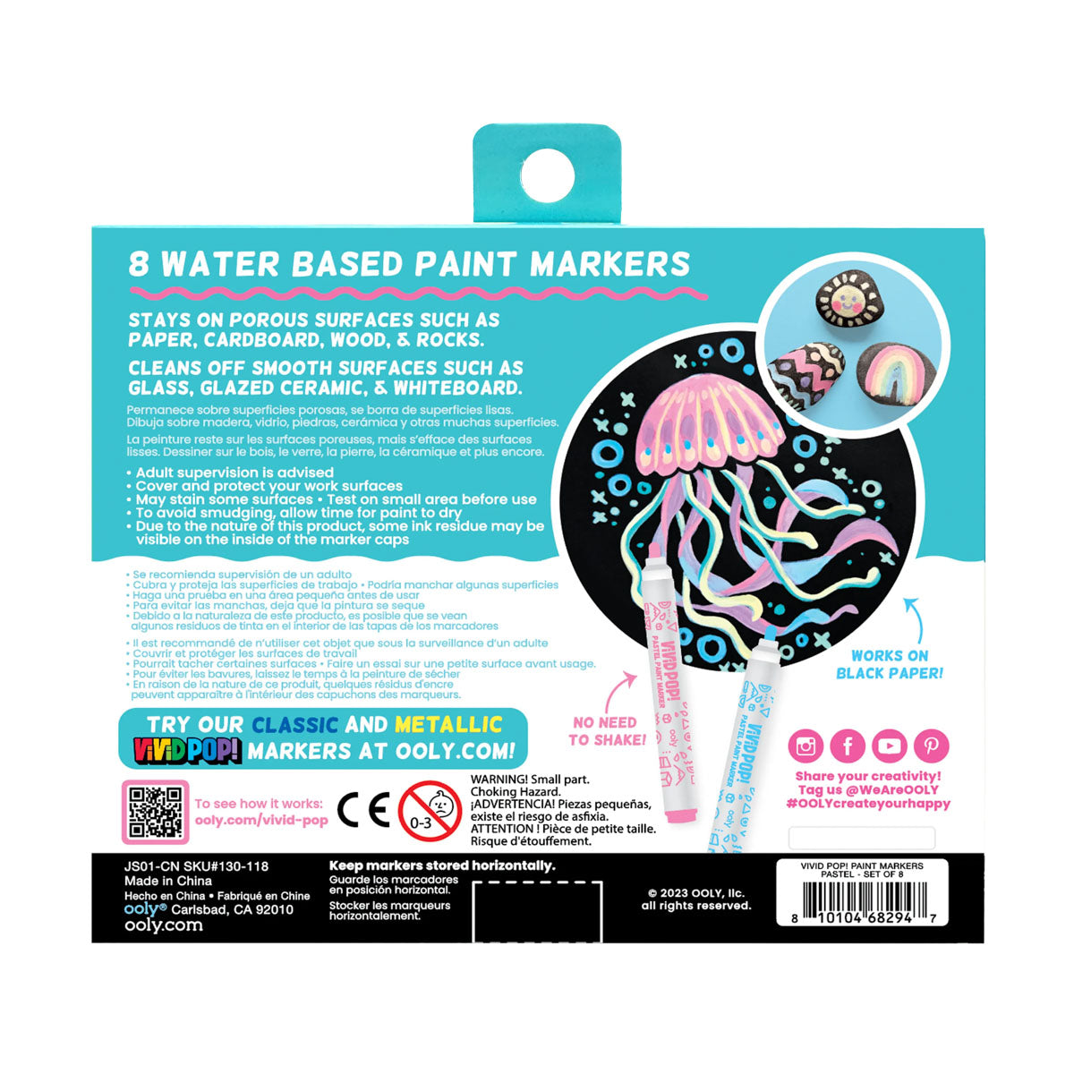 Vivid Pop! 8 Water Based Paint Markers - Pastel - by Ooly.