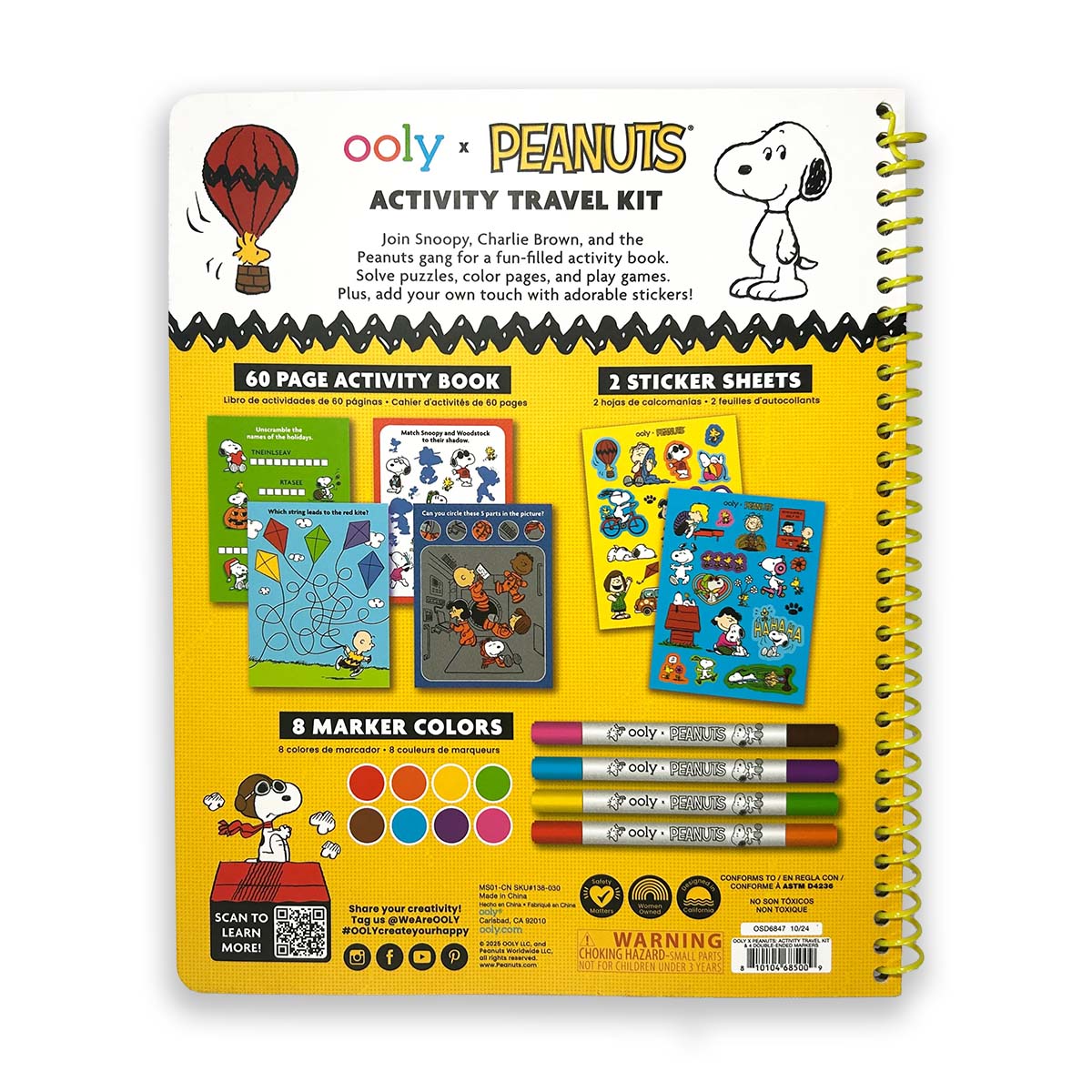 OOLY x Peanuts Activity Travel Kit & Double-Ended Markers