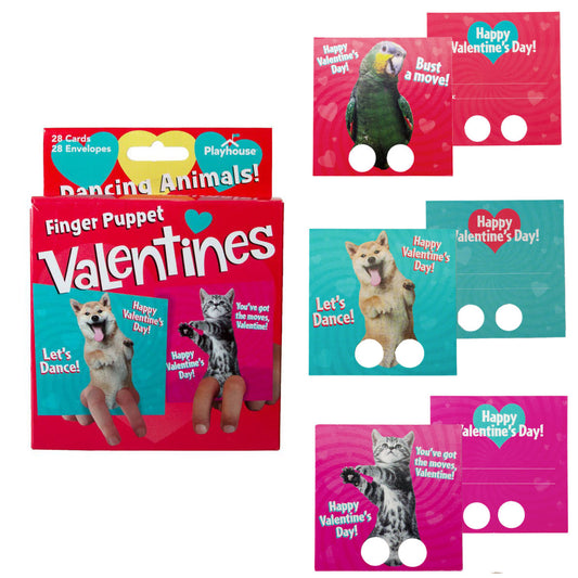 Dancing Animals Finger Puppet Valentines