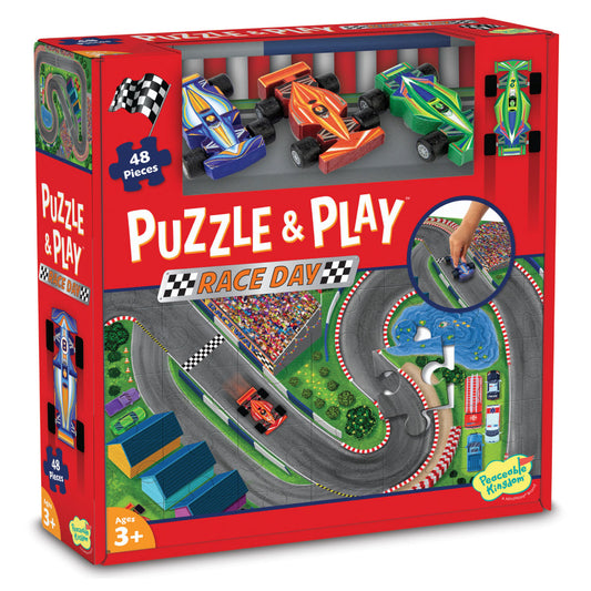 Peaceable Kingdom Puzzle & Play: Race Day Floor Puzzle
