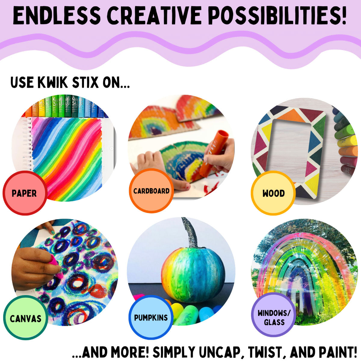 Kwik Stix Cuties Solid Tempera Paints - 12 colors