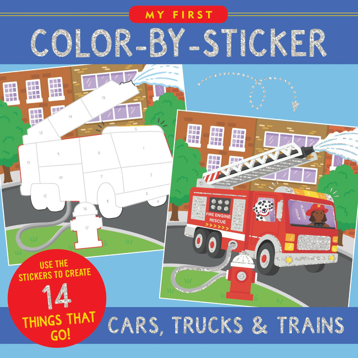 My First Color-By-Sticker Book Cars, Trucks, & Trains from Peter Pauper Press