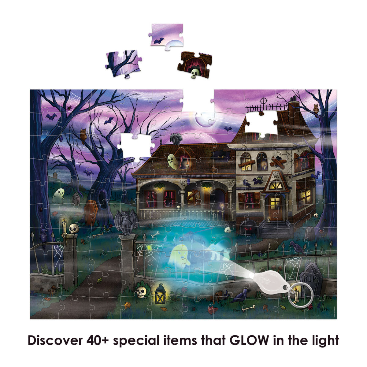 Peaceable Kingdom Ghosts In The Attic Seek & Find Glow Puzzle
