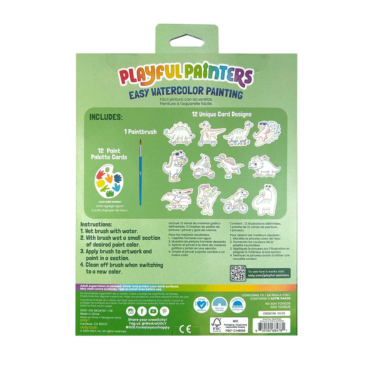 Playful Painters Easy Watercolor Painting Kit - Chills & Thrills Dinos from Ooly