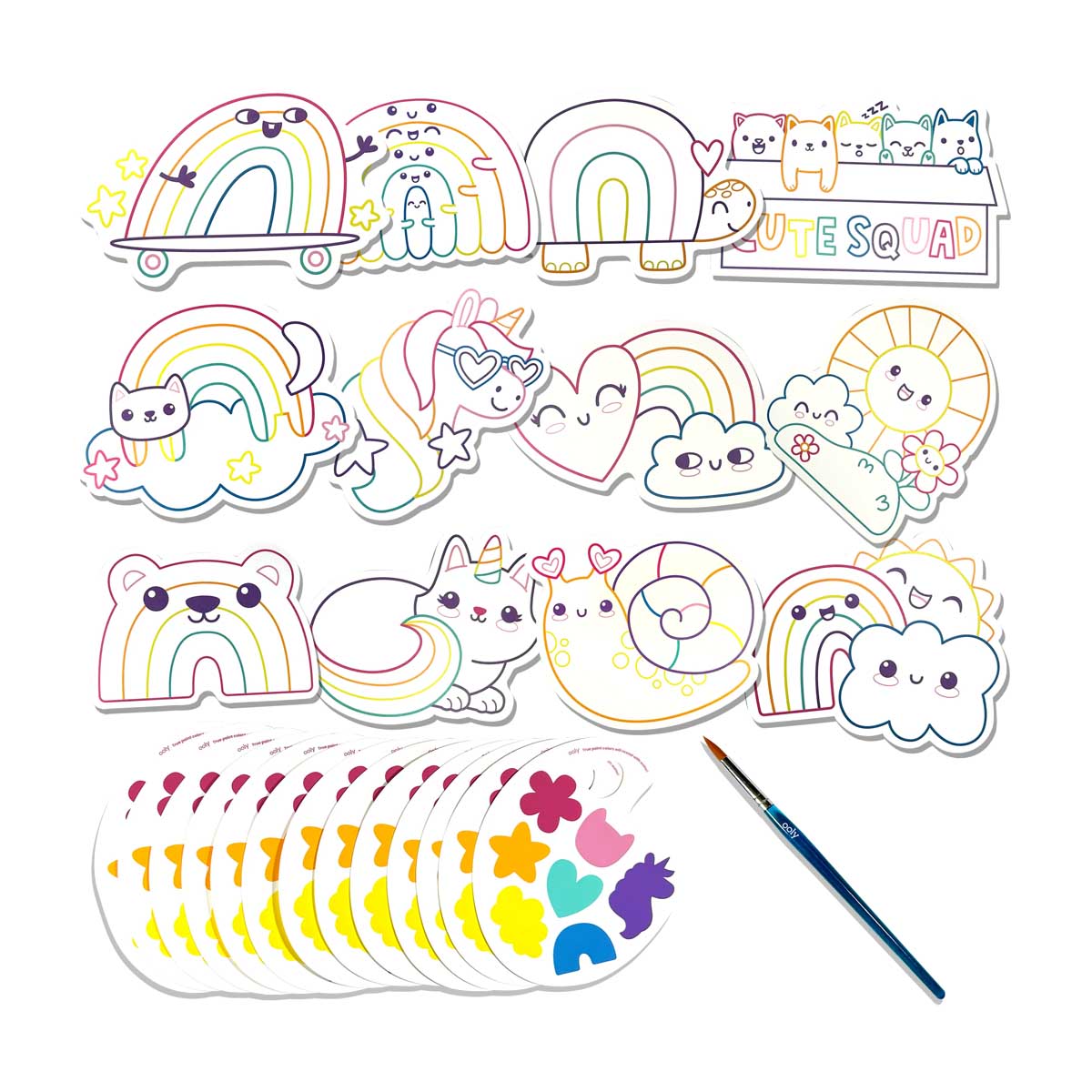 Playful Painters Easy Watercolor Painting Kit - Rainbow Cuties from Ooly