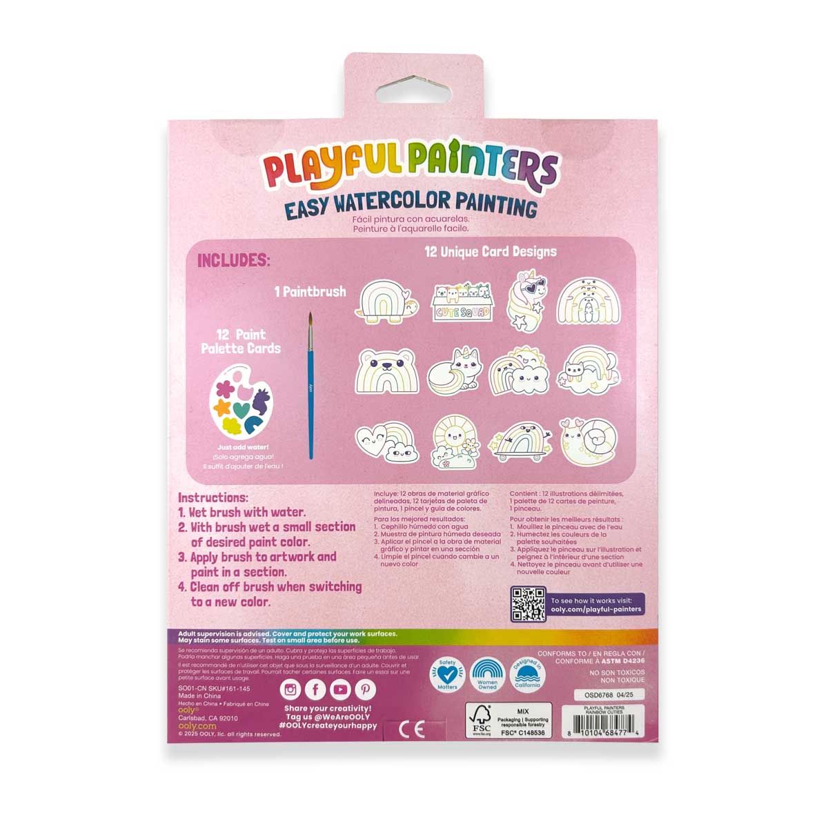 Playful Painters Easy Watercolor Painting Kit - Rainbow Cuties from Ooly