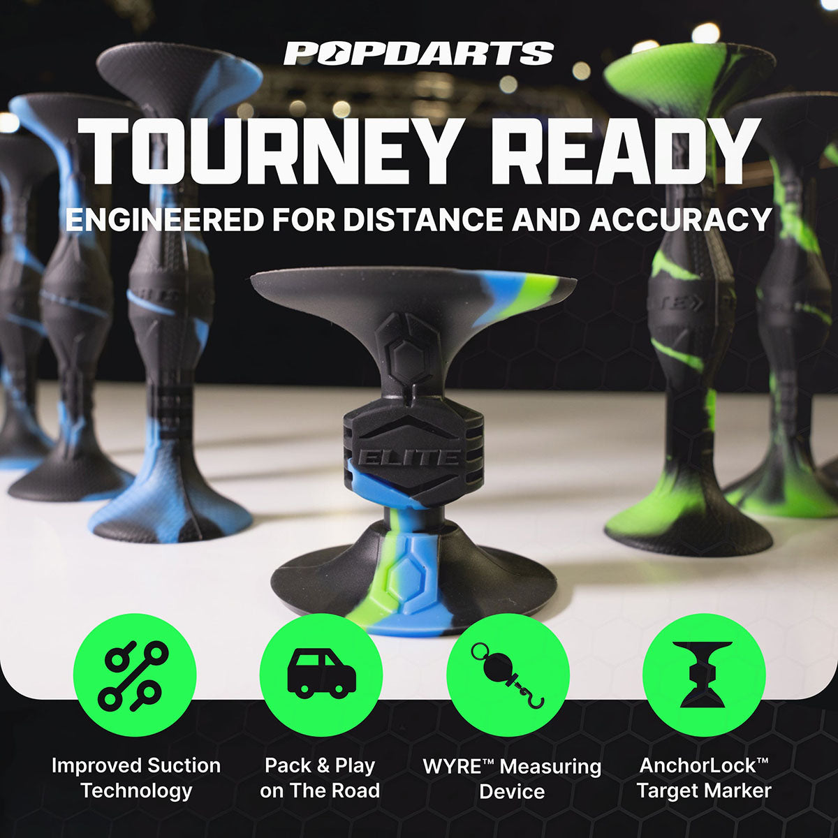 Popdarts Elite 2 Player Full Set - Blue and Green