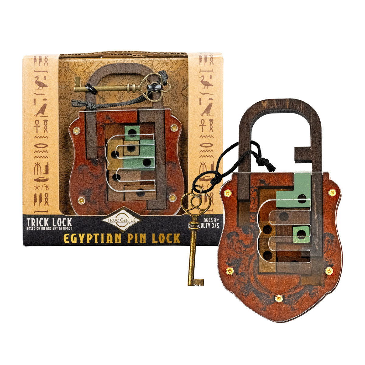 Egyptian Pin Lock - True Genius Lock & Key Puzzle