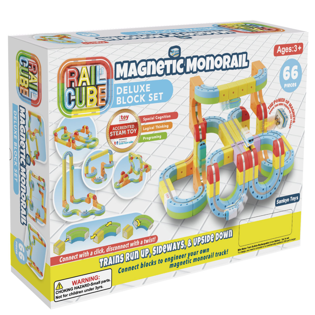 Rail Cube Magnetic Monorail Deluxe Block Set – Happy Up Inc Toys & Games