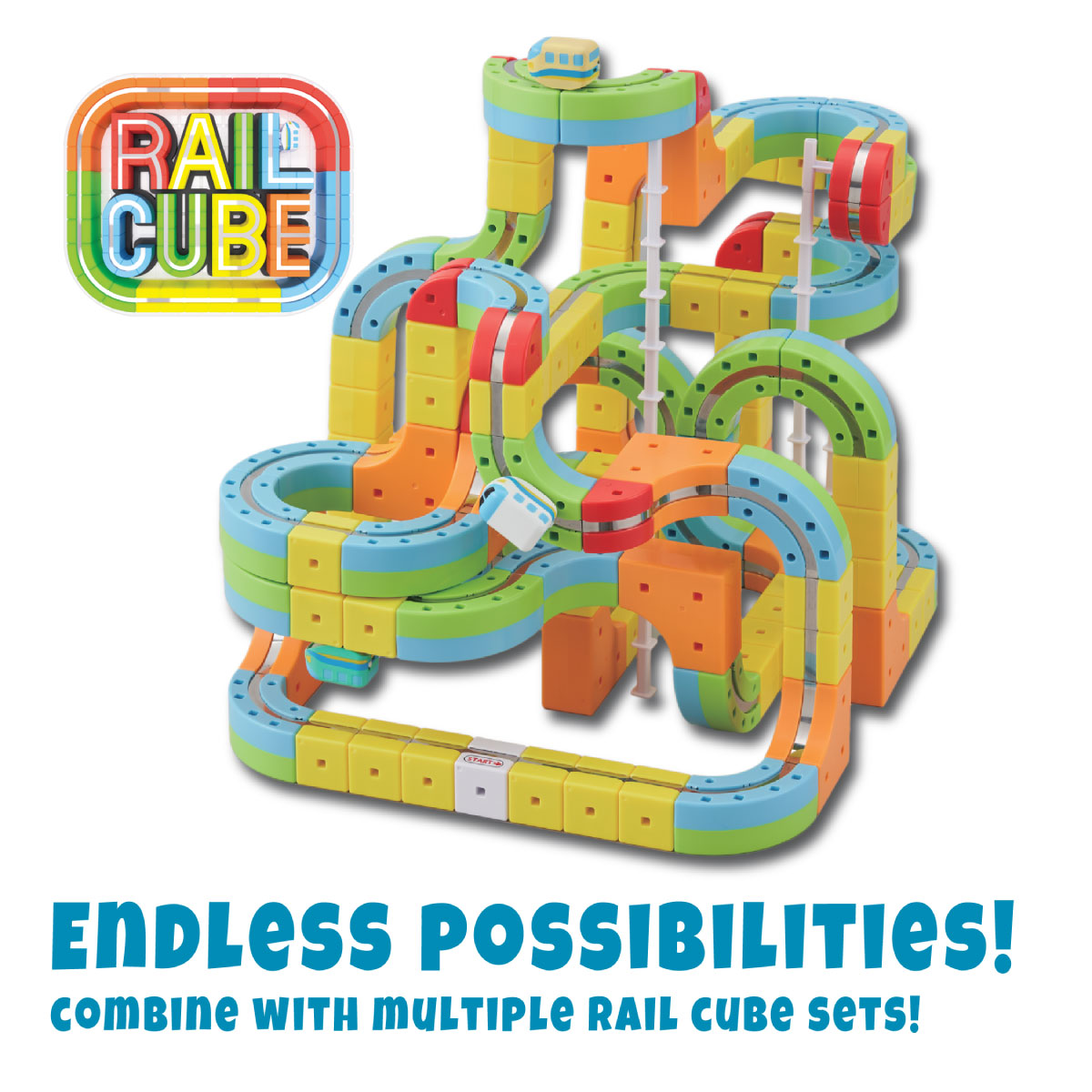 Rail Cube Magnetic Monorail Starter Block Set