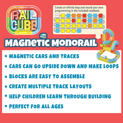 Rail Cube Magnetic Monorail features STEAM-based play