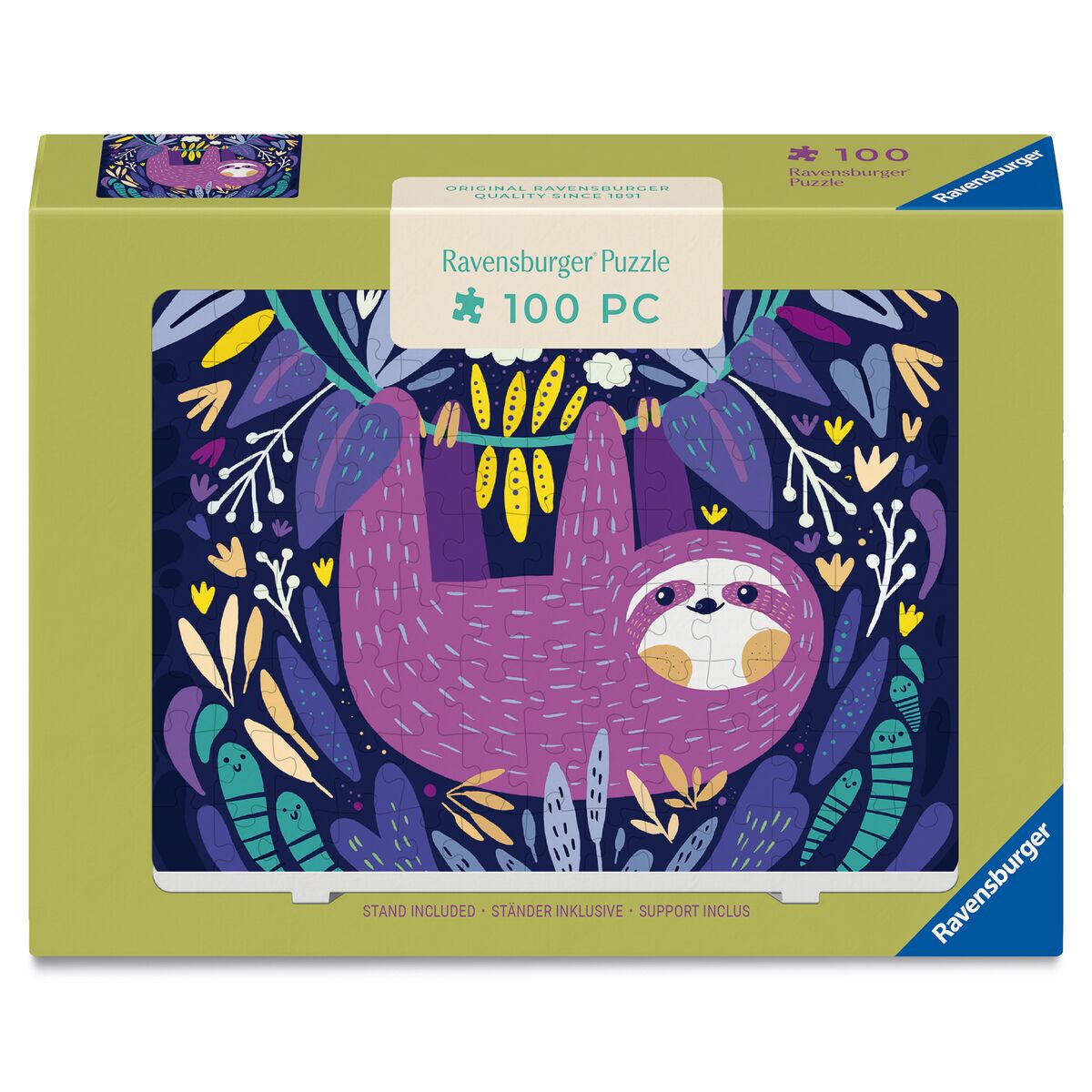 Ravensburger Purple Sloth Smile 100 Piece Mini Jigsaw Puzzle