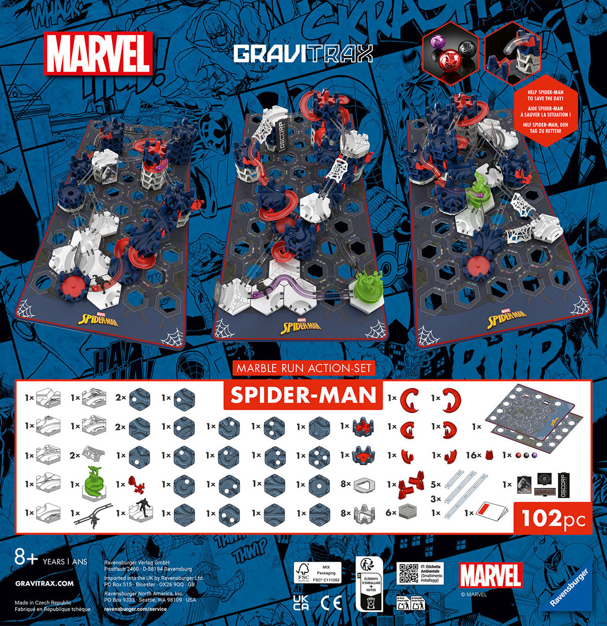 GraviTrax Marvel Spider-Man Marble Run Action-Set - 102 Piece set