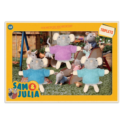 Sam & Julia Mouse Mansion Triplets Plush Mice