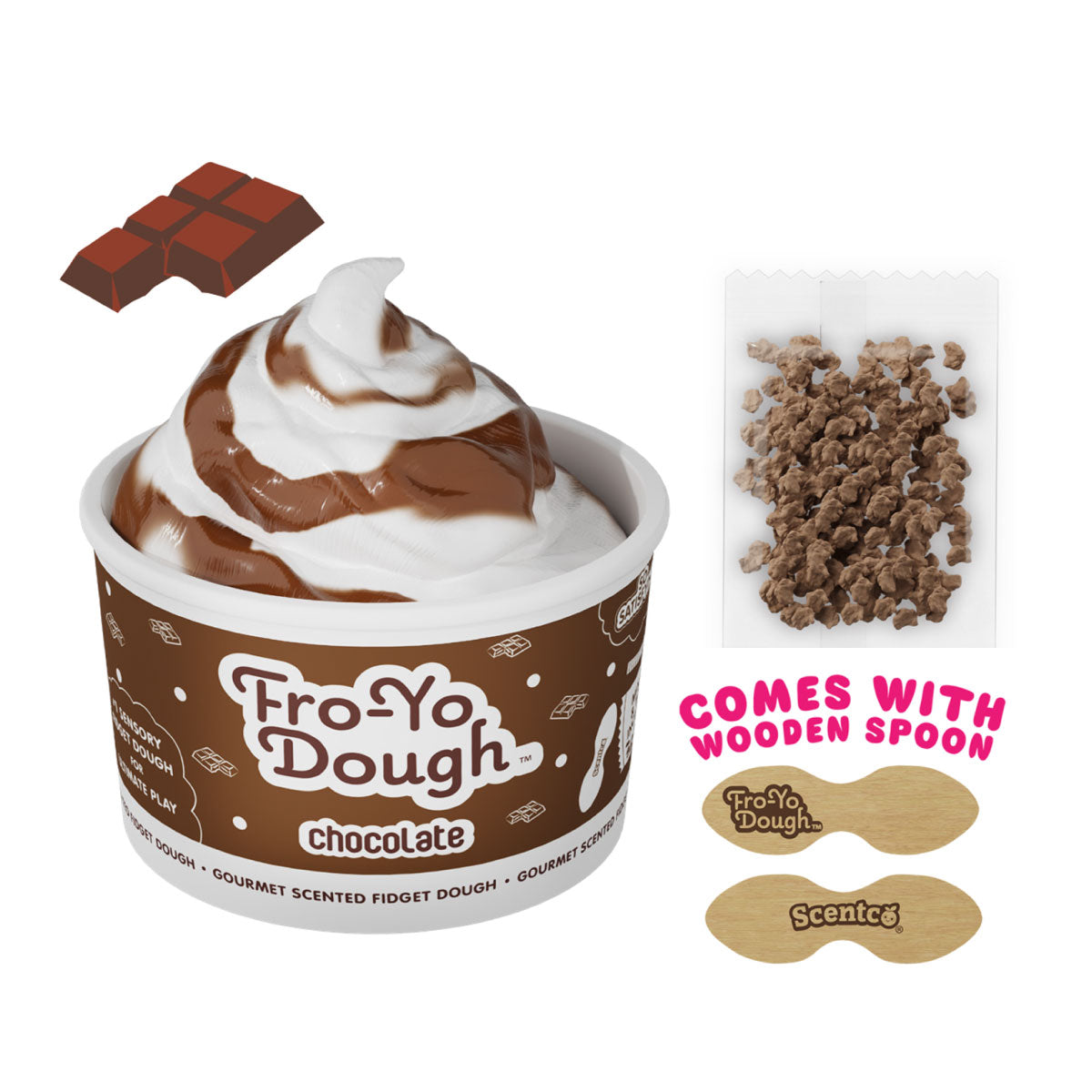 Scentco Fro-Yo Chocolate Gourmet Scented Fidget Dough with Mix-Ins