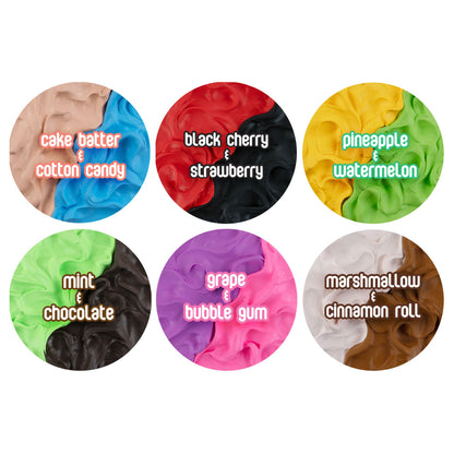 Scentco Geladough Gourmet Scented Fidget Dough scent and color examples