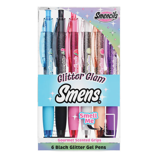 Scentco Black Glitter Gel Pens with Patented Scented Grips