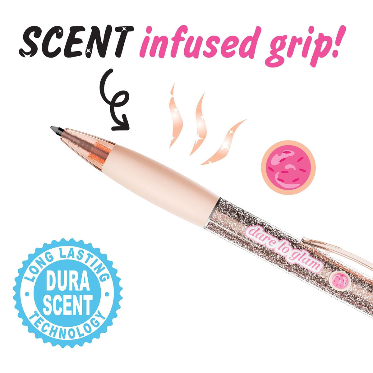 Scentco Black Glitter Gel Pens with Patented Scented Grips
