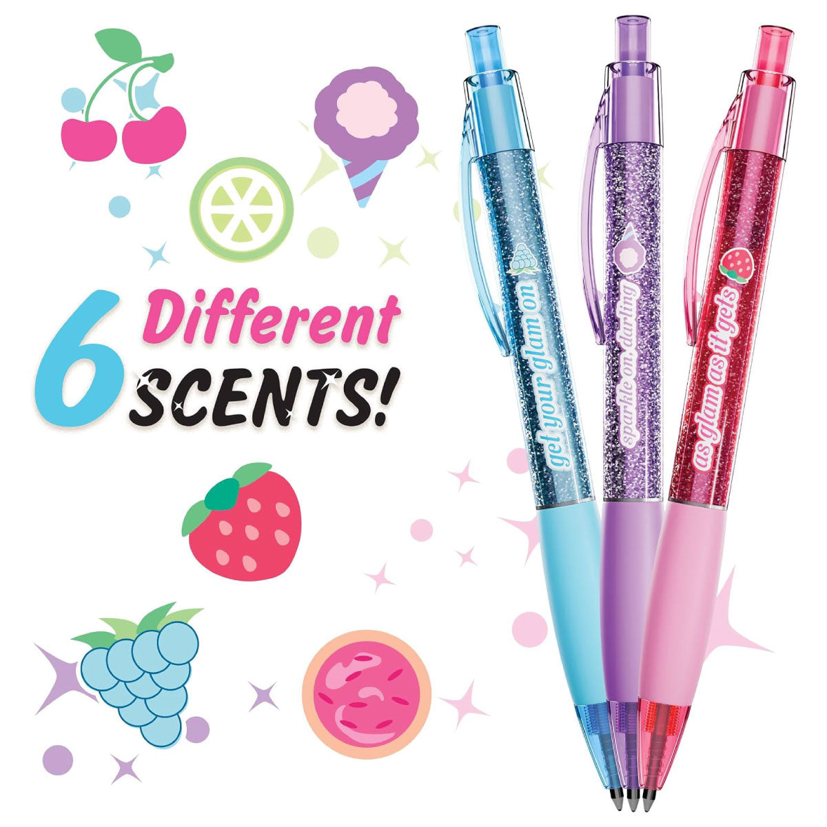 Scentco Black Glitter Gel Pens with Patented Scented Grips