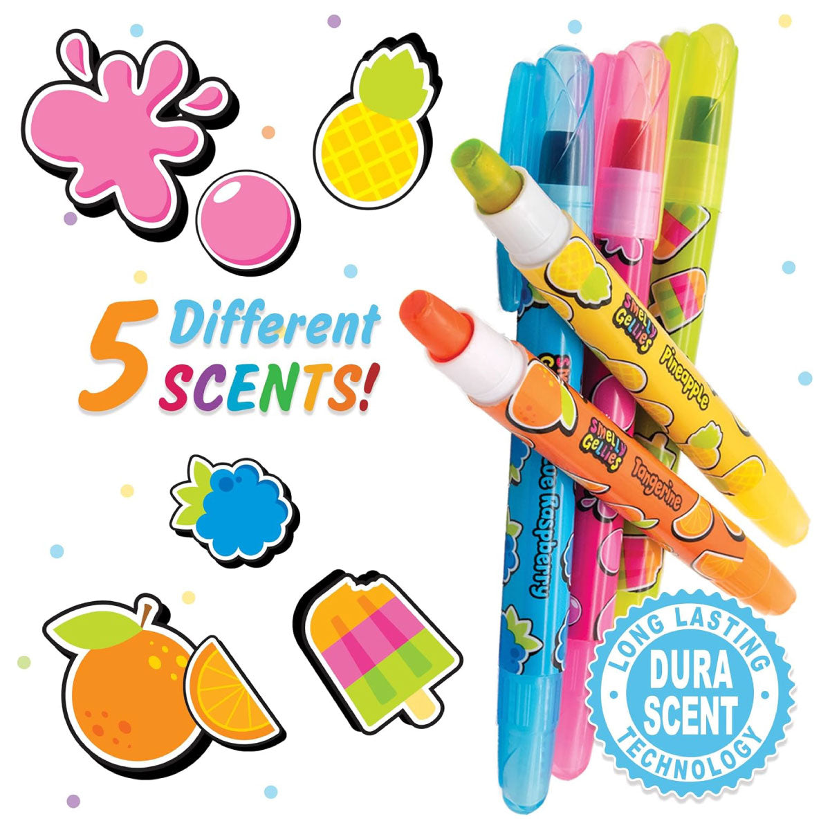 Scentco Smelly Gellies Scented Gel Coloring Sticks 5 Pen Set