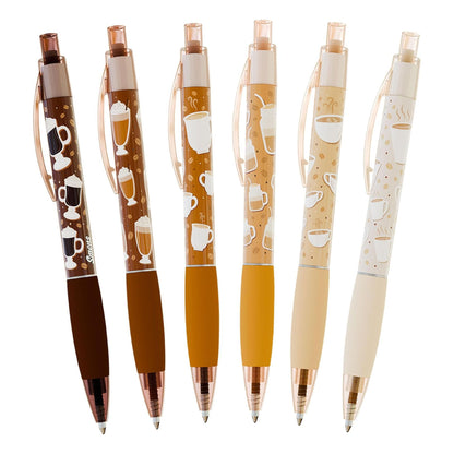 Coffee Smens Gourmet Scented Pens - Set of 6 Black Gel Pens