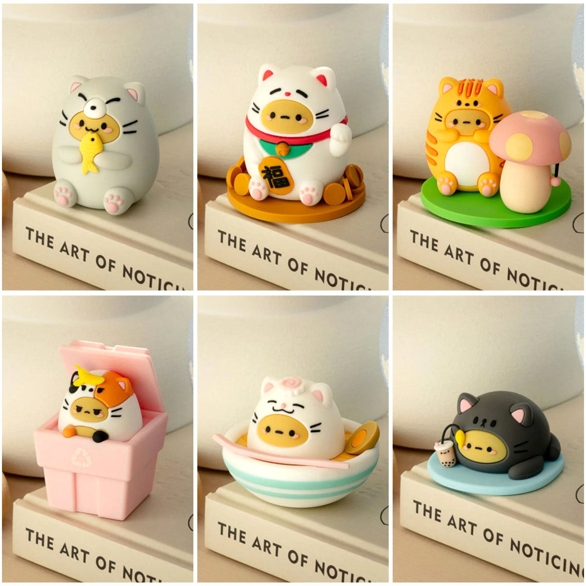 All 6 Smoko Tayto Potato Cats Blind Box Figures in the series