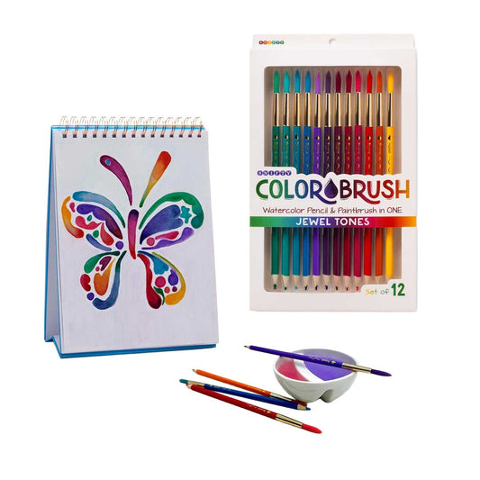 Color Brush Watercolor Pencil & Paintbrush in One Jewel Tones - Set of 12