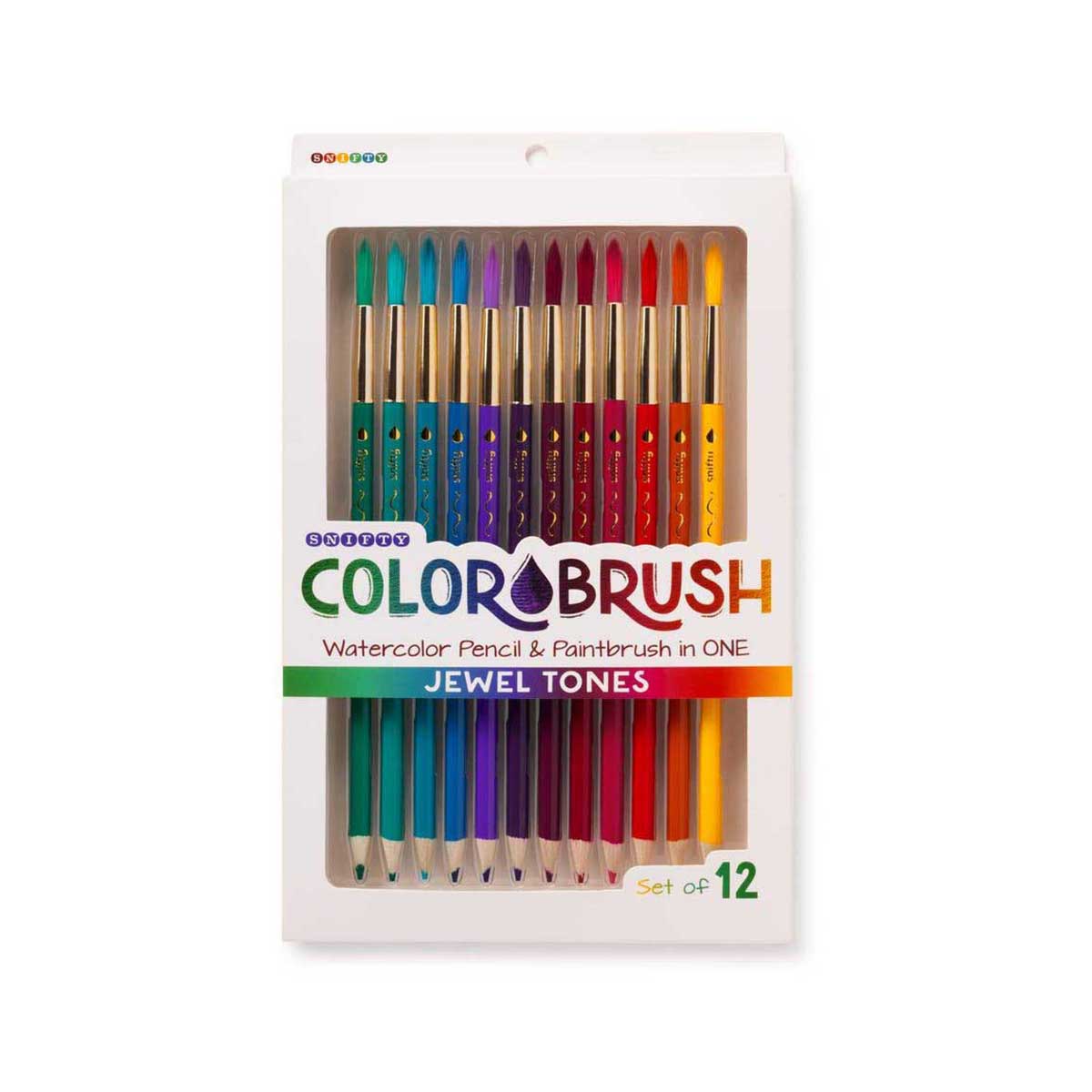Color Brush Watercolor Pencil & Paintbrush in One Jewel Tones - Set of 12