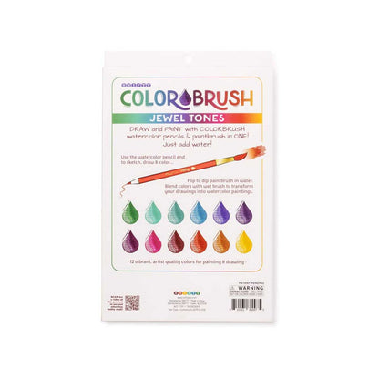 Color Brush Watercolor Pencil & Paintbrush in One Jewel Tones - Set of 12