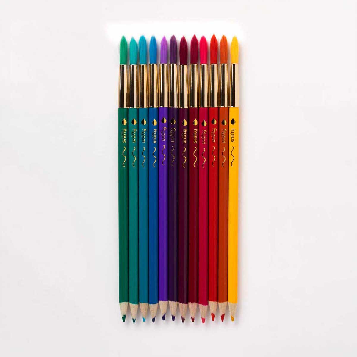 Color Brush Watercolor Pencil & Paintbrush in One Jewel Tones - Set of 12