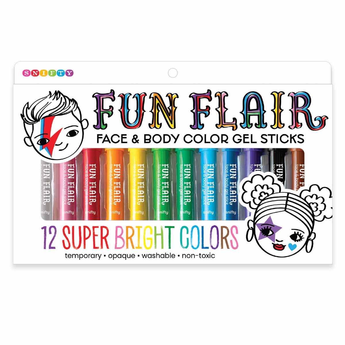 Snifty Fun Flair Face & Body Color Gel Sticks - 12 colors