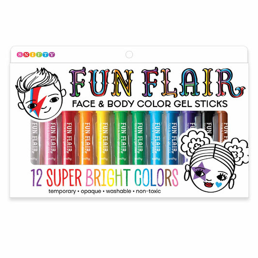 Snifty Fun Flair Face & Body Color Gel Sticks - 12 colors